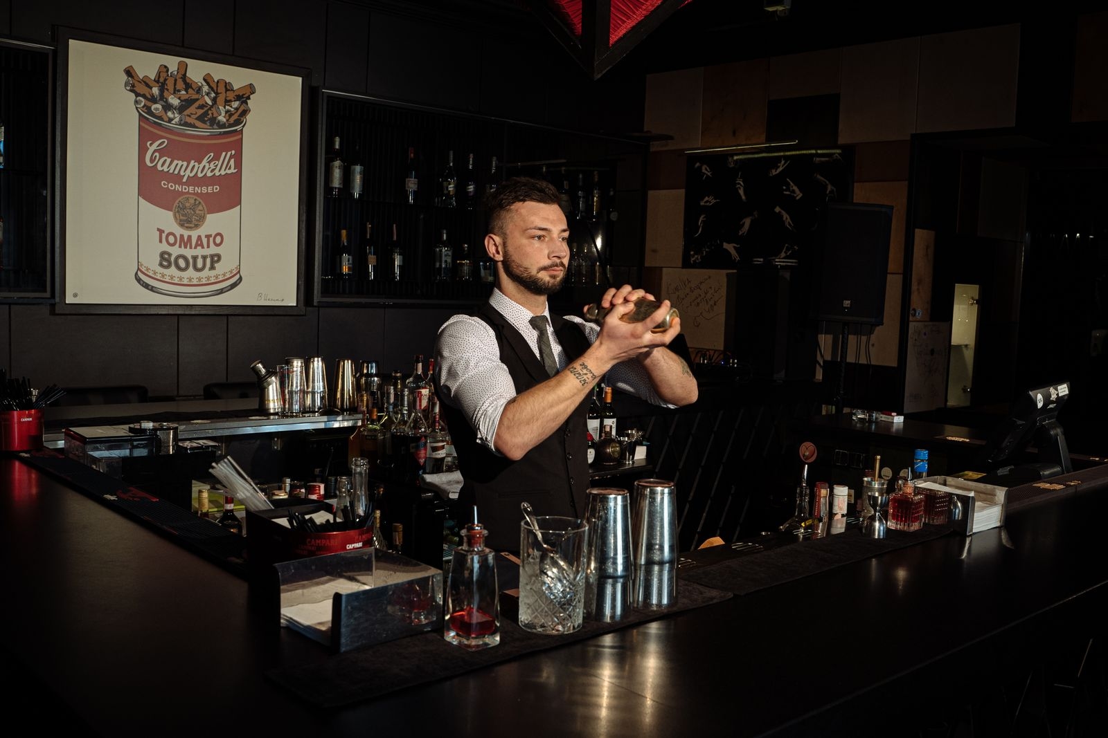 Drinks being mixed at the lounge bar